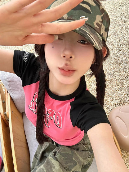 American Pink Raglan Diamond Tee