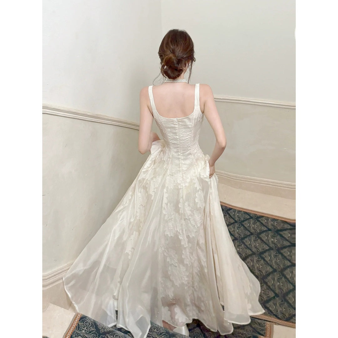 French Luxury Tulle Square Neck Gown Dress