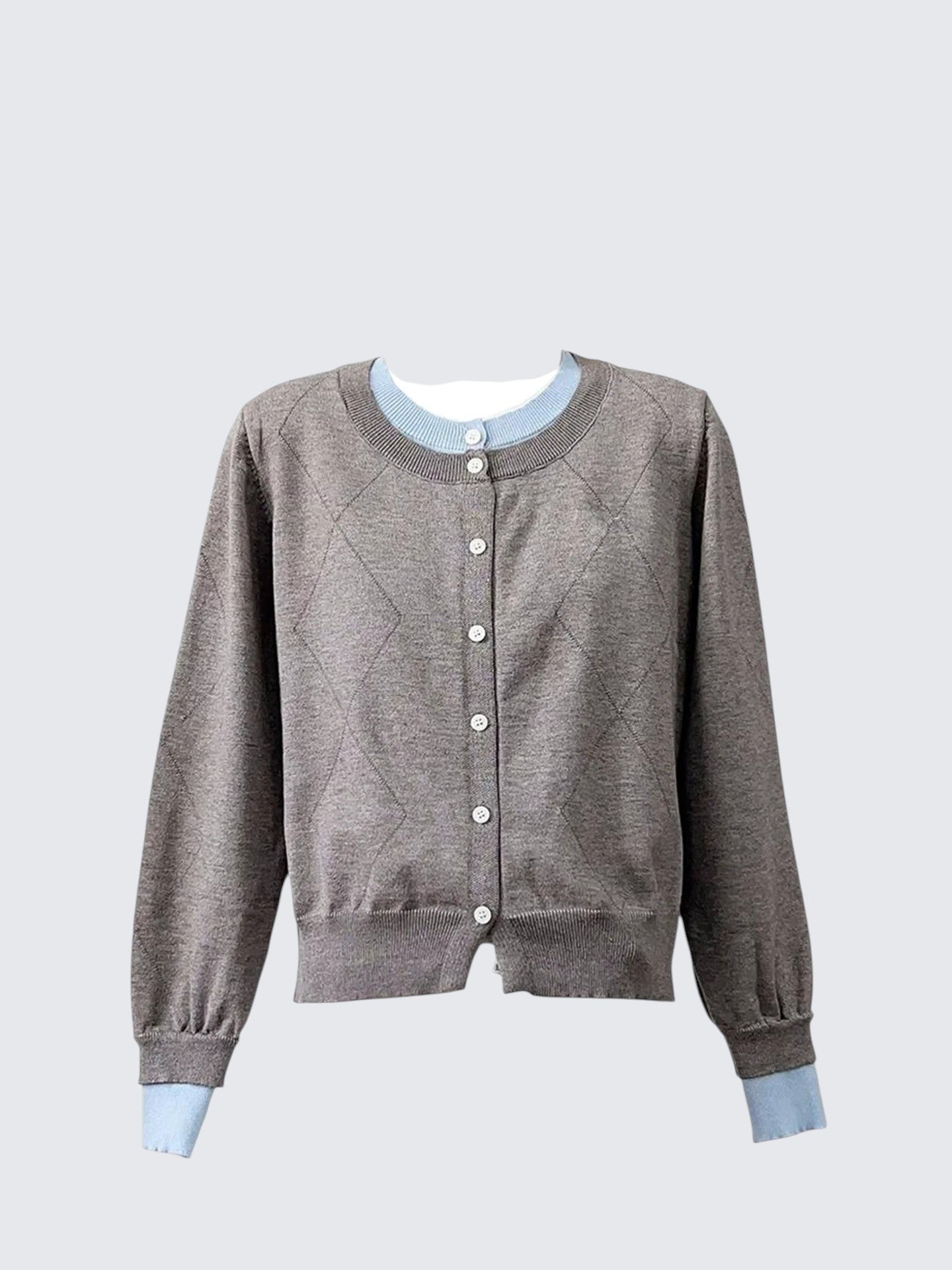 Colorblock Diamond Knit Cardigan