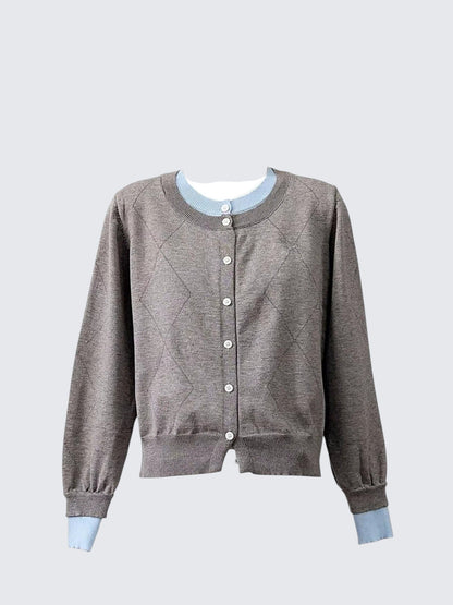 Colorblock Diamond Knit Cardigan