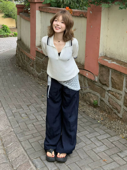 Vintage White Polo V Neck Tee