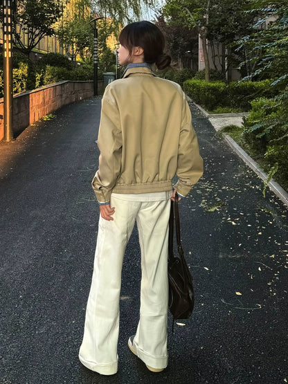 Faux Two-Piece Plaid Jacket for Autumn Winter