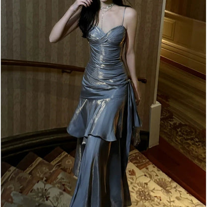 Mermaid Blue Gray Butterfly Gown Dress – Adult Luxury Dress