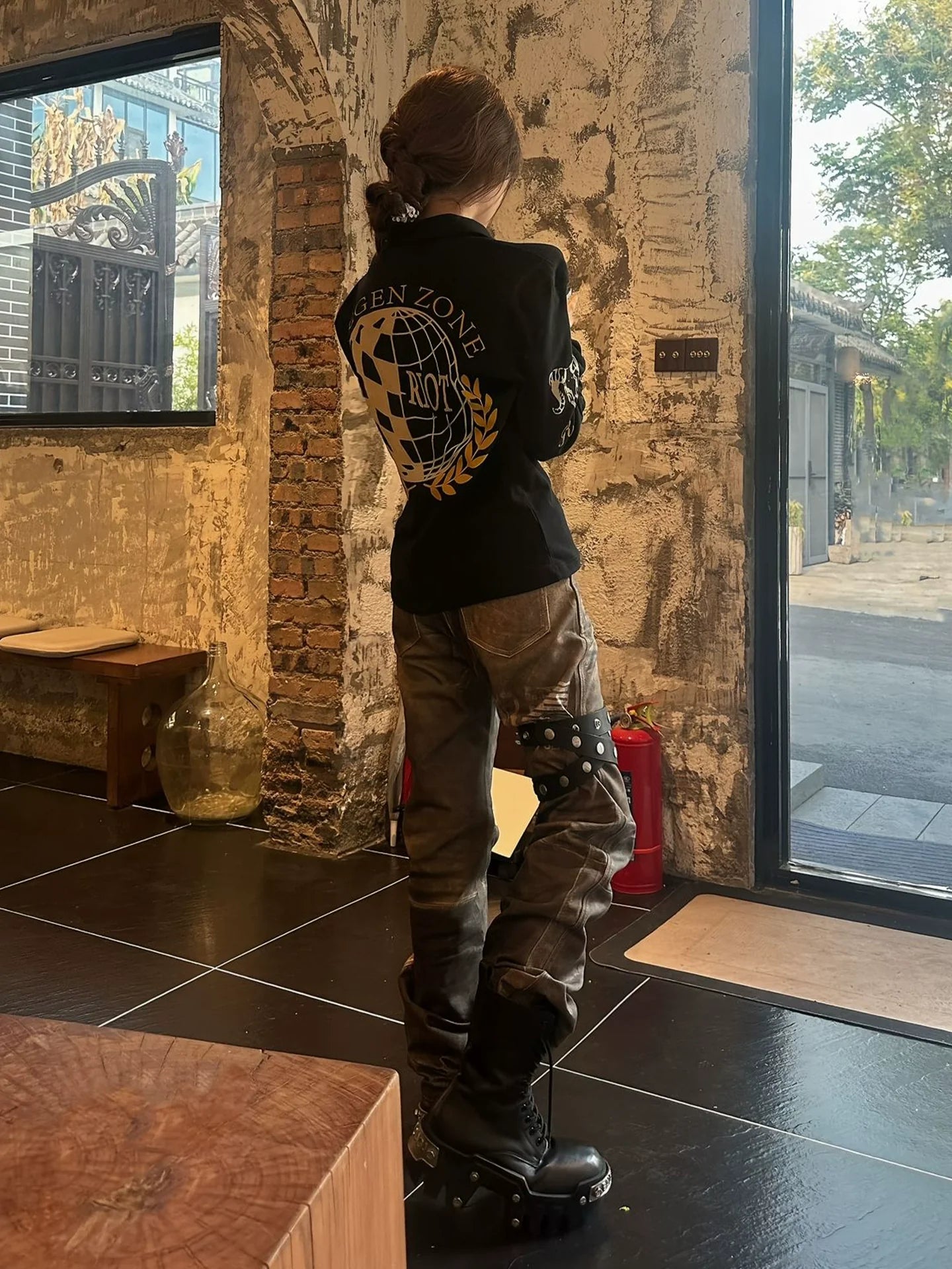 American Black Gold Embroidered Tee