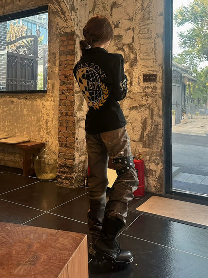 American Black Gold Embroidered Tee