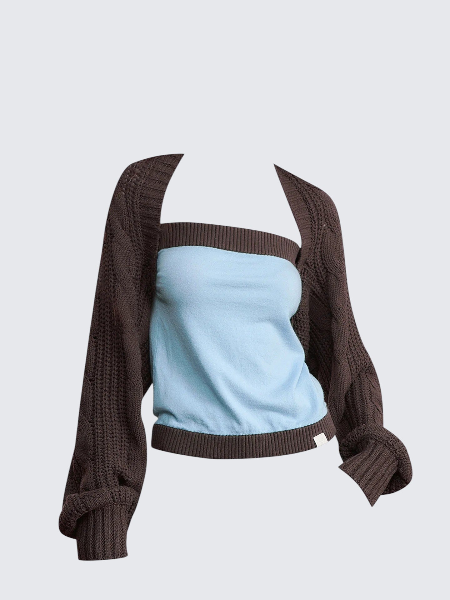 American Vintage Braided Brown Knit Set