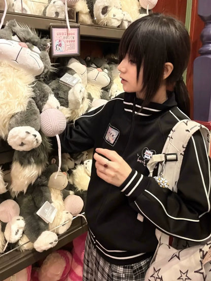 Vintage Sport Zip-Up Jacket for Autumn Winter