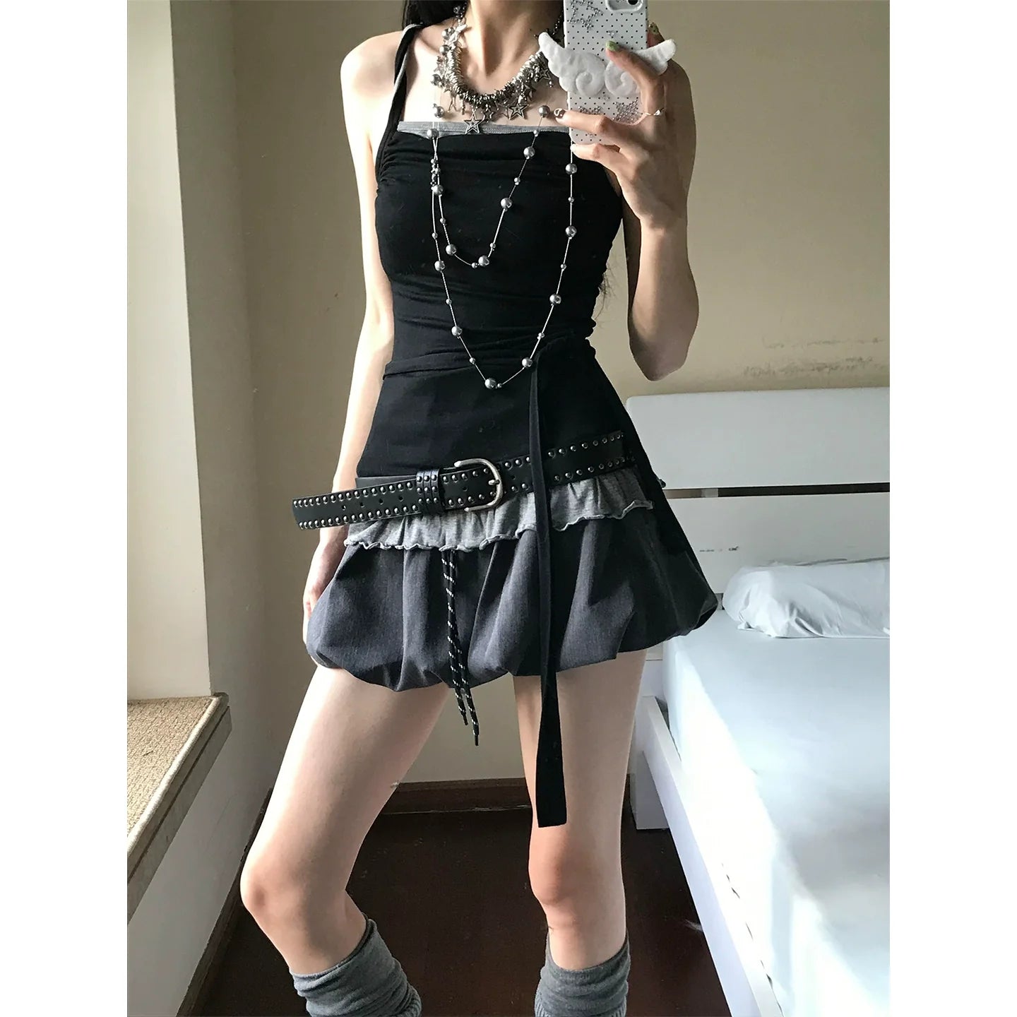 Y2K Layered Lace Bow Cami Top for Summer Streetwear