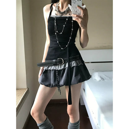 Y2K Layered Lace Bow Cami Top for Summer Streetwear