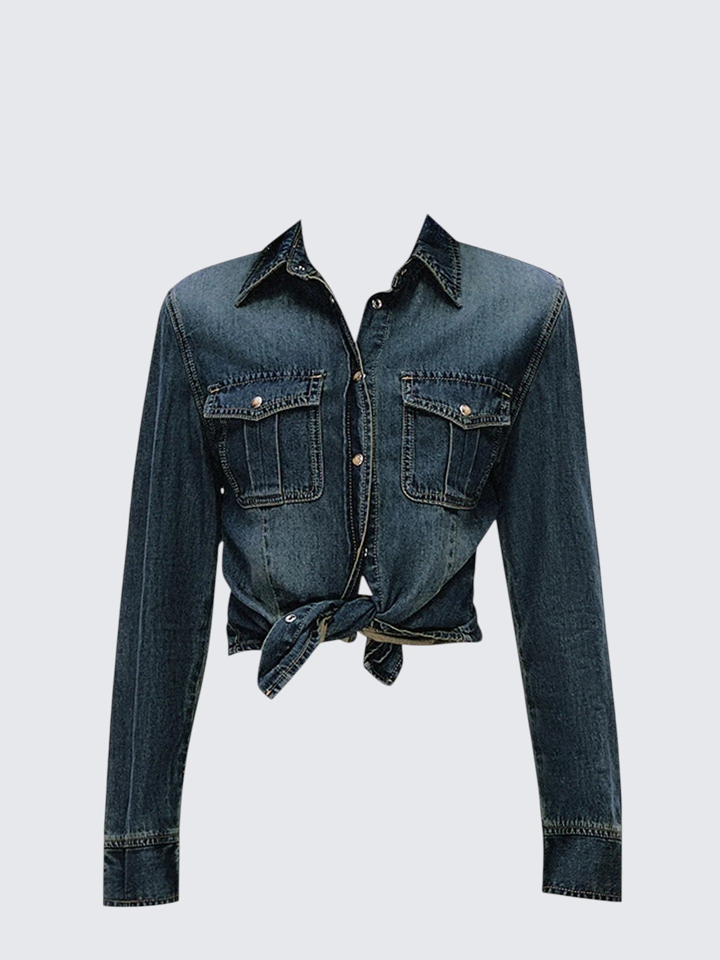American Blue Cropped Denim Shirt