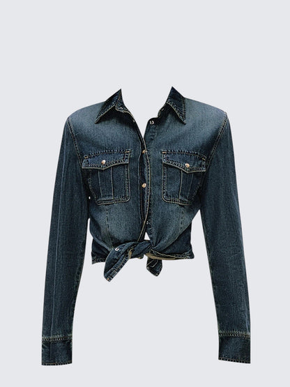 American Blue Cropped Denim Shirt