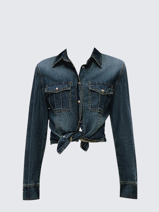 American Blue Cropped Denim Shirt
