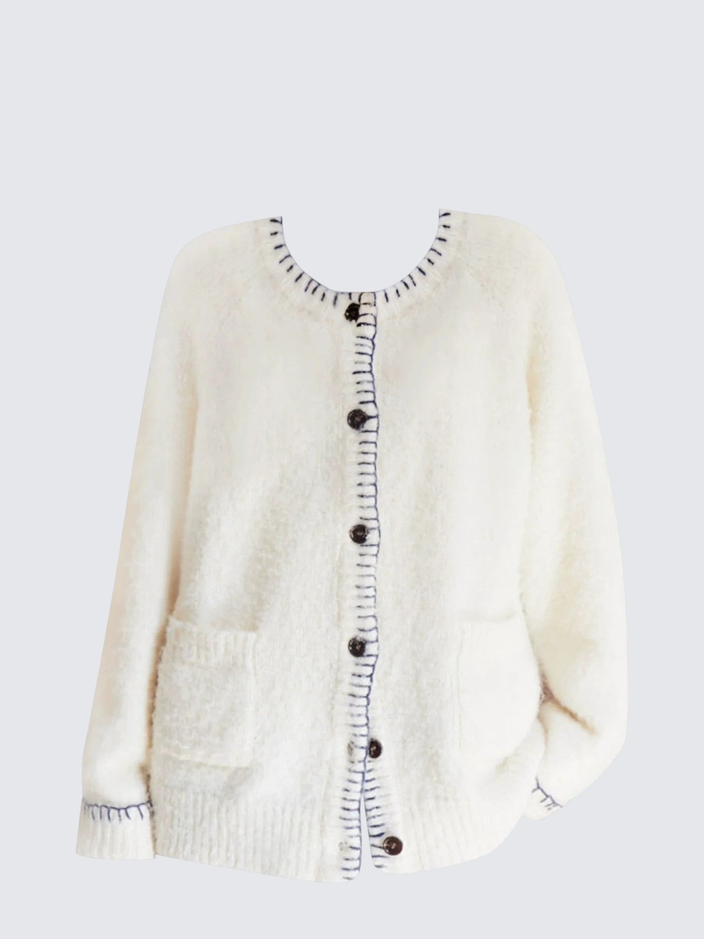 Chunky Hand-Embroidered Knit Cardigan Women