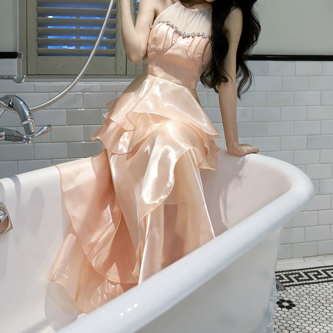 Pink Ruffle Chanel-Inspired Gown Prom Dress