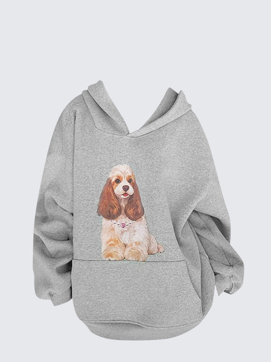 Dog Print Hoodie Women