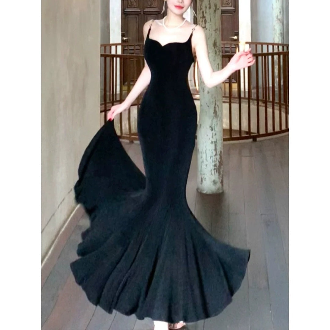 Lotus Step Knit Mermaid Gown Dress