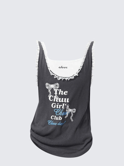 Lace Trim Loose Sleeveless Cami Top