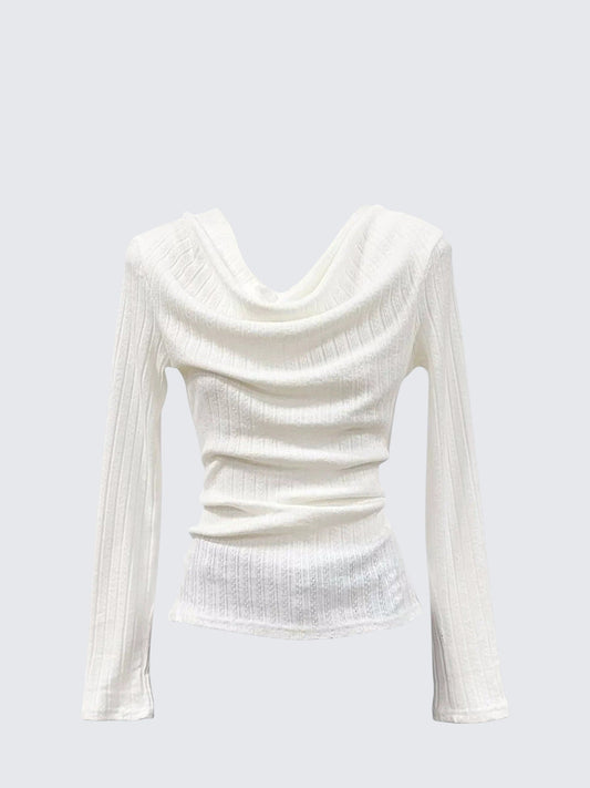 Vintage Off-Shoulder Knit Top