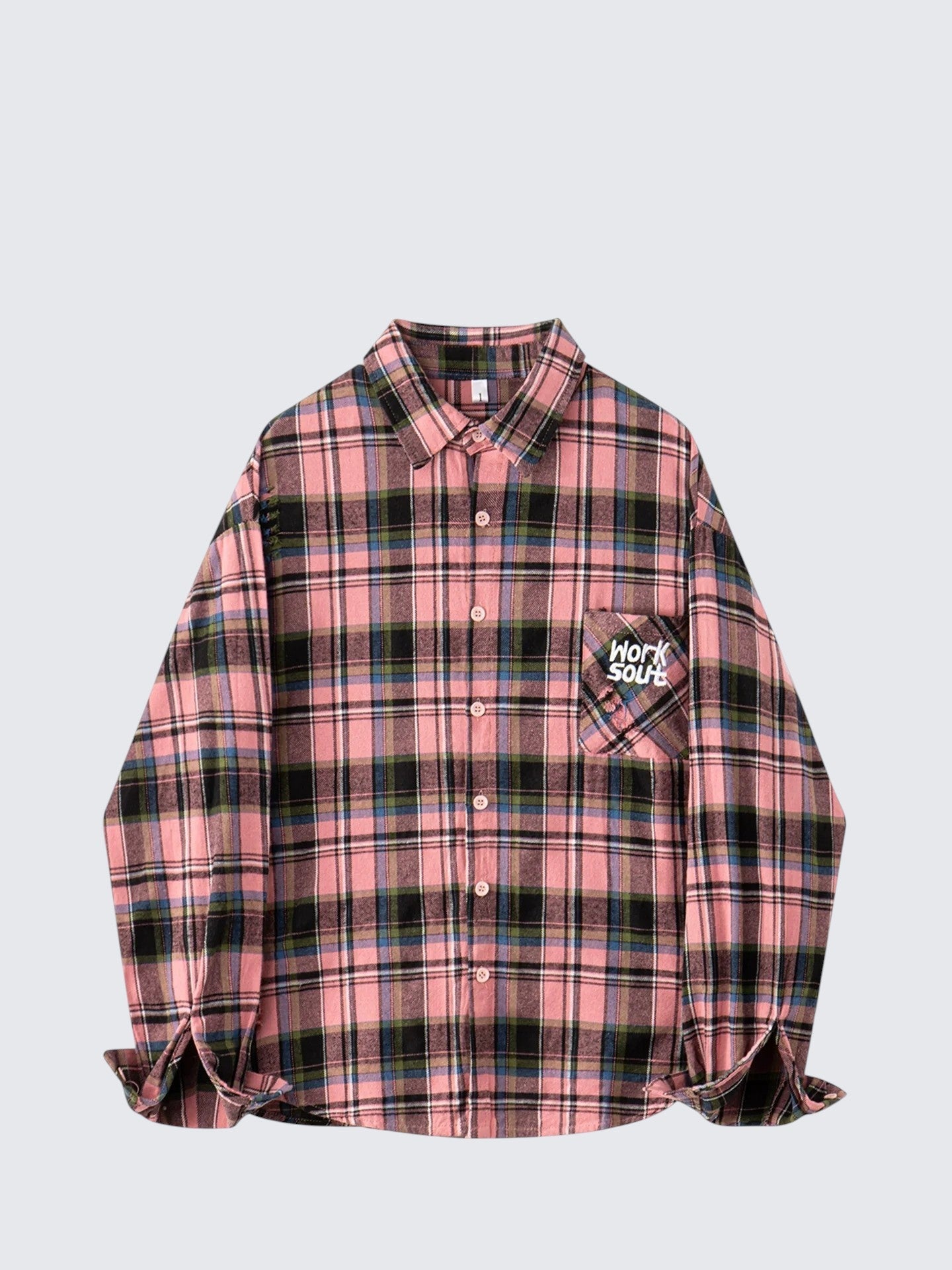 Pink Plaid Embroidered Shirt Women