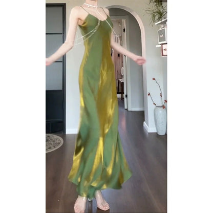 Mint Mambo French Spaghetti Gown Dress