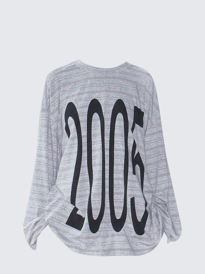 Purple Stripe Graphic Long Sleeve Tee Women
