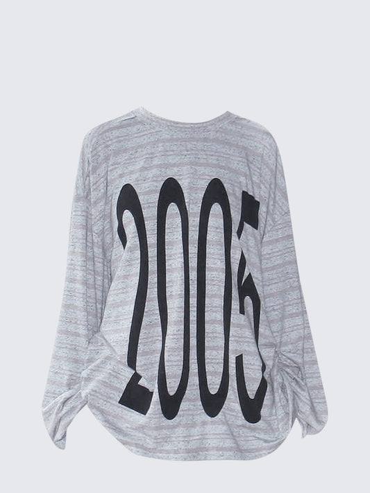 Purple Stripe Graphic Long Sleeve Tee Women