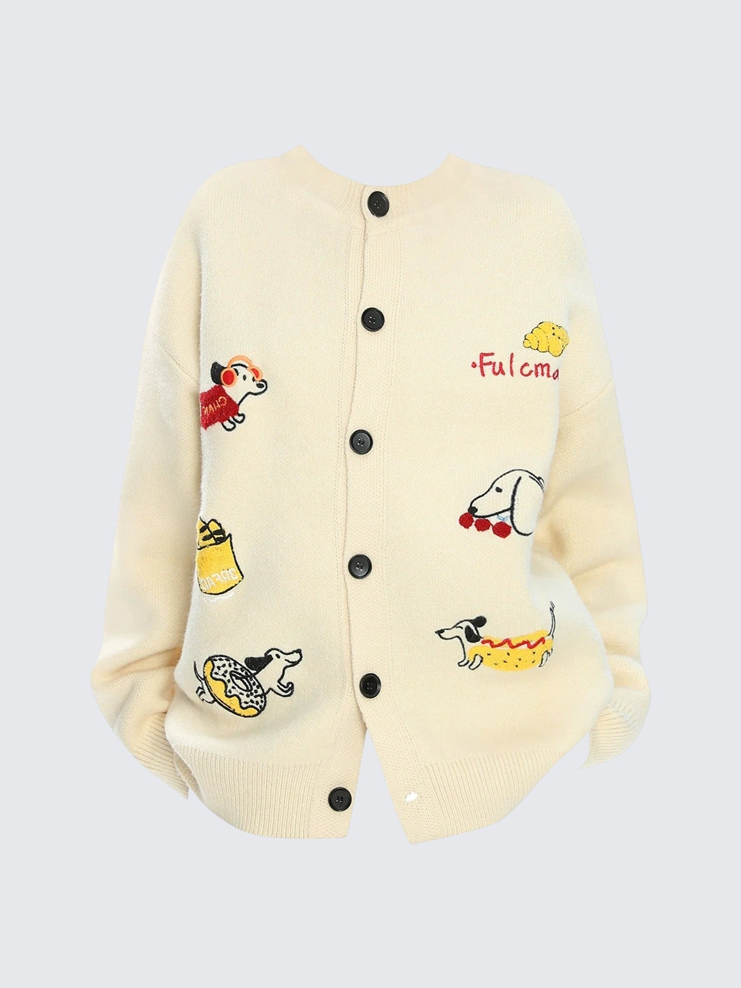 Dachshund Jacquard Long Sleeve Cardigan