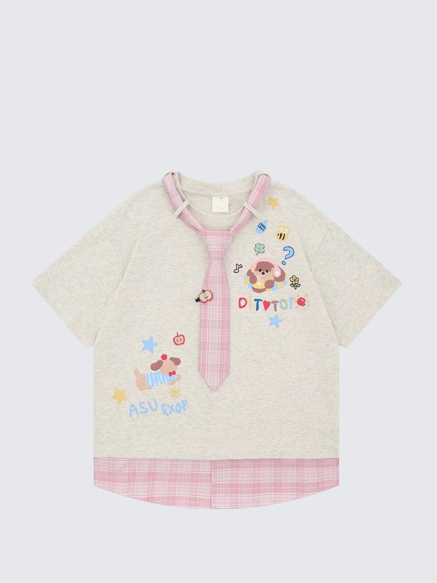 Plaid Tie Layered Tee