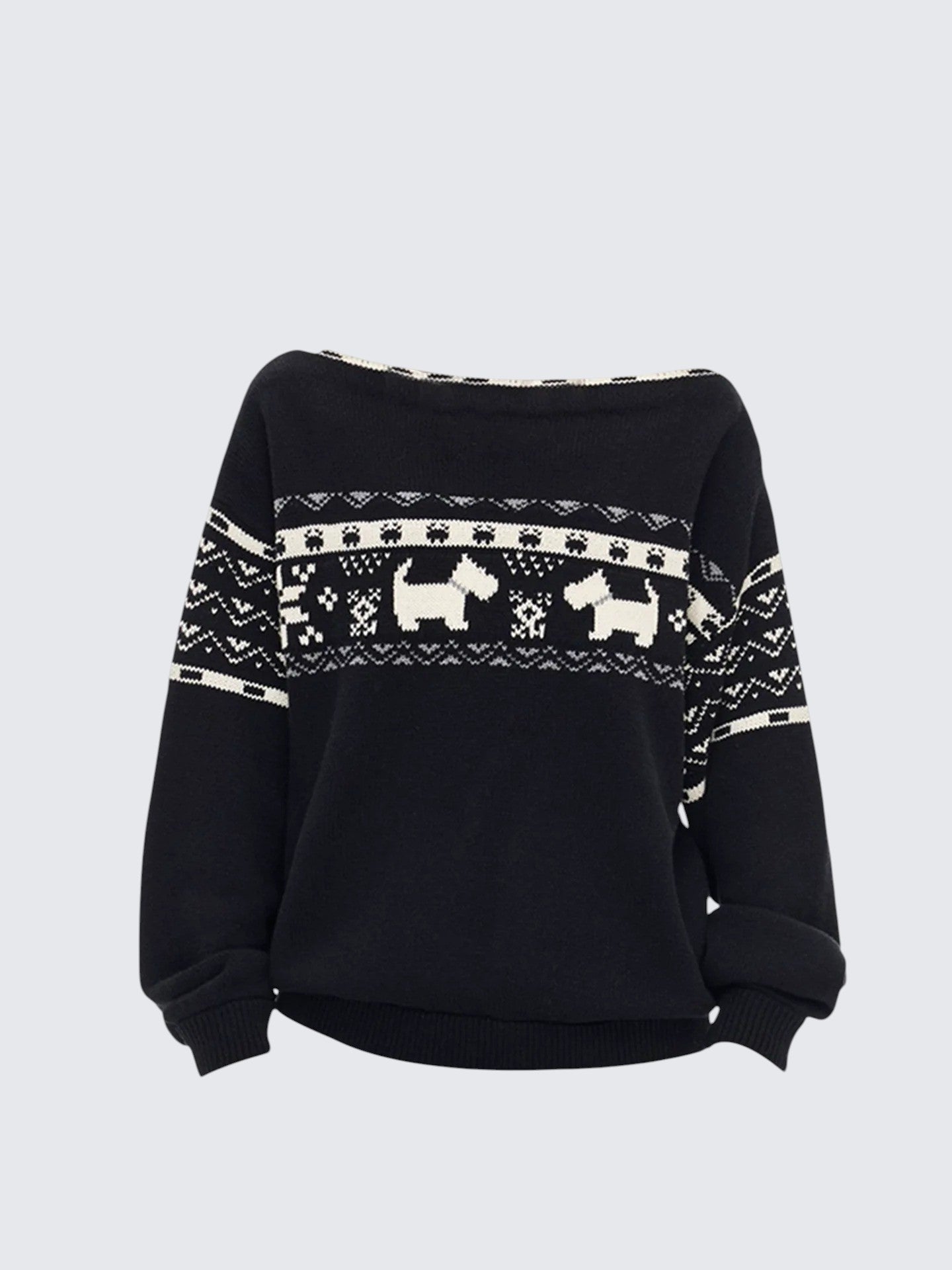 Fair Isle Off Shoulder Knit Sweater Women