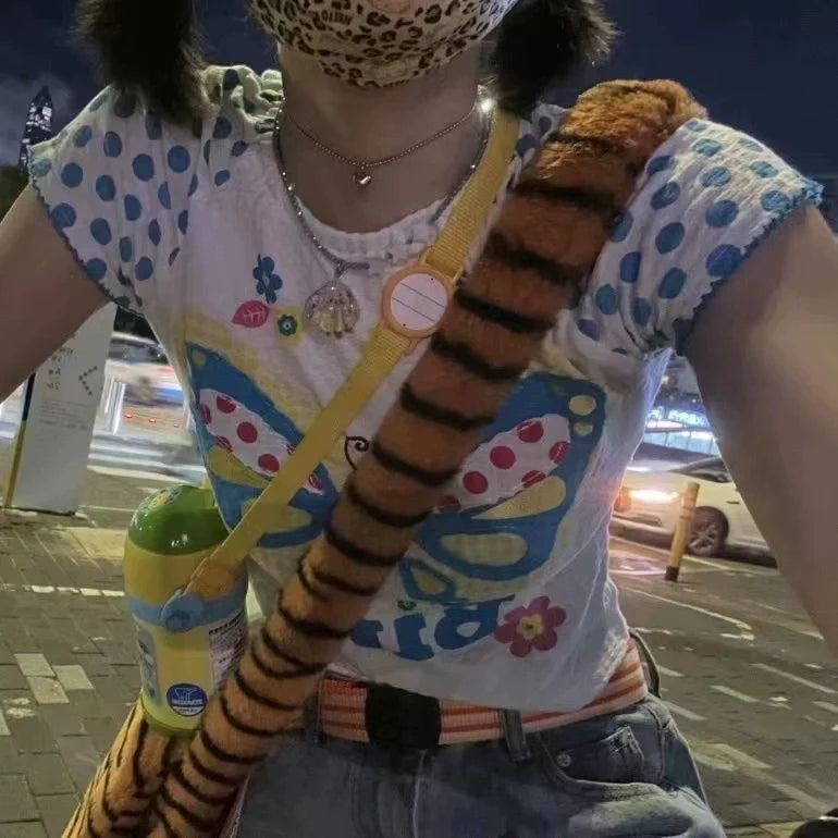 Multi-Color (As Shown) Butterfly Print Niche Design Cropped Y2K T-Shirt