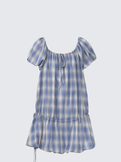 American Square Neck Blue Dress