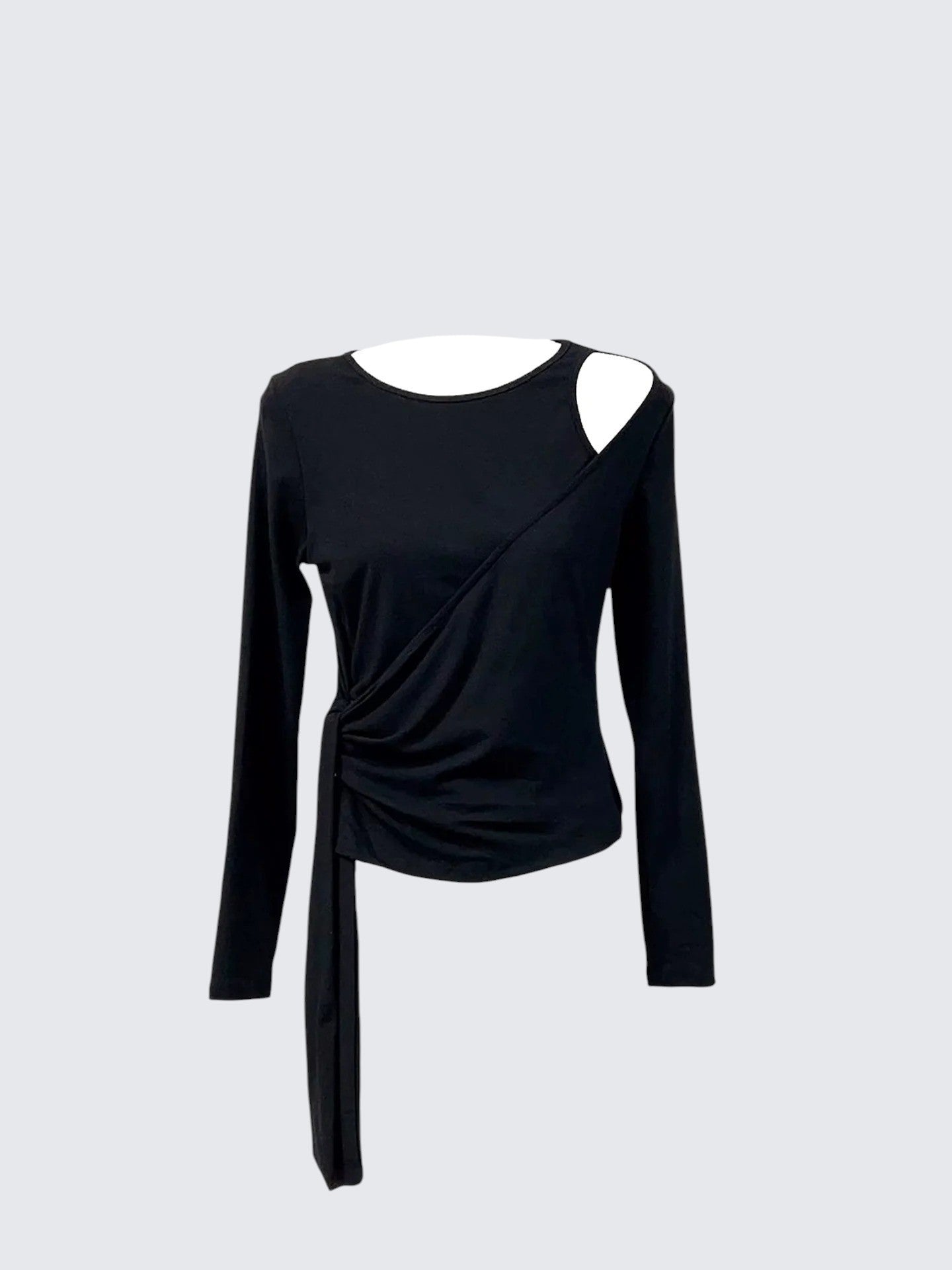 Black Lace-Up Layered Shoulder Tee