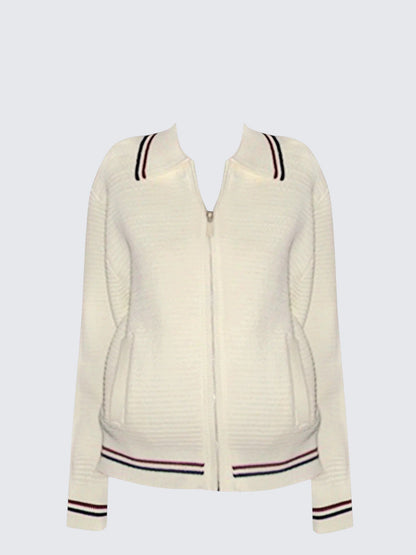 American Retro Contrast Collar Knit Cardigan