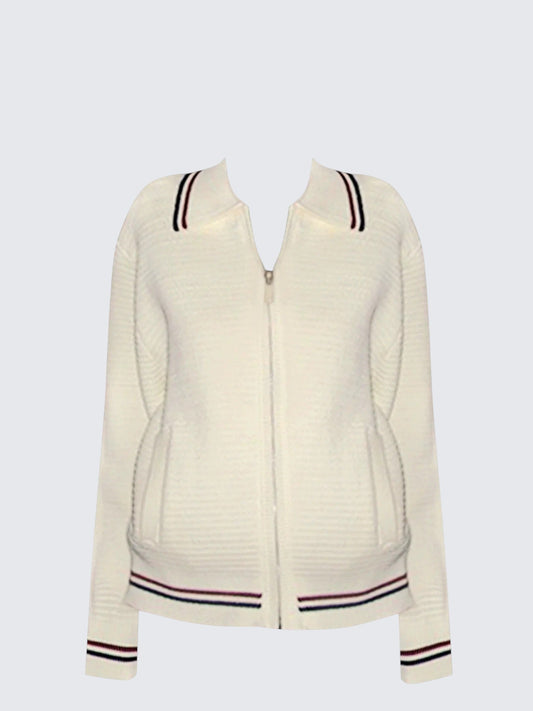 American Retro Contrast Collar Knit Cardigan