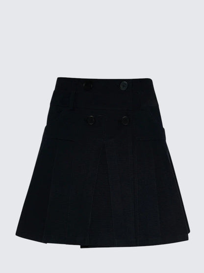Vintage Double Button Pleated Skirt