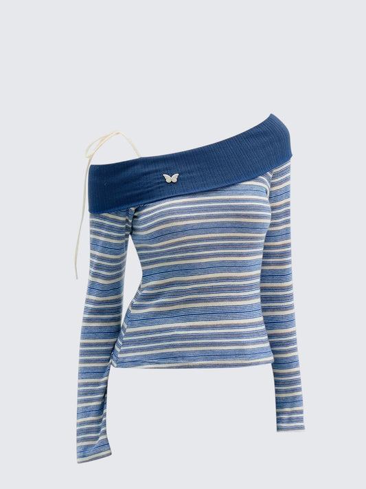 American Striped Off-Shoulder Tee