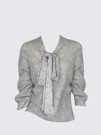 Mohair V Neck Tie Sweater