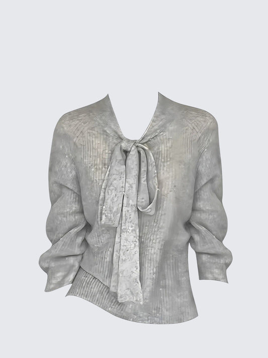 Mohair V Neck Tie Sweater