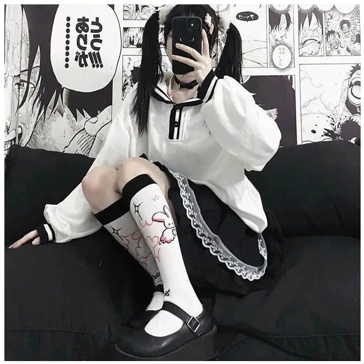 Black Y2K Embroidered Skull High-Waist Tulle Skirt