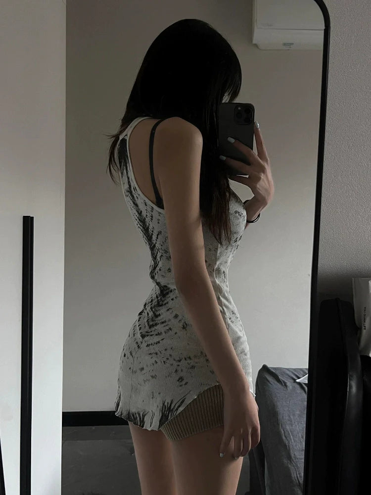 Y2K Subculture Corset Tank Top Fishbone Stitch Slim Fit Visual Kei Cami