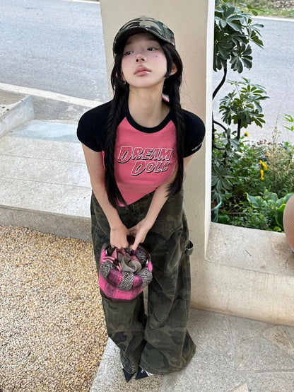 American Pink Raglan Diamond Tee