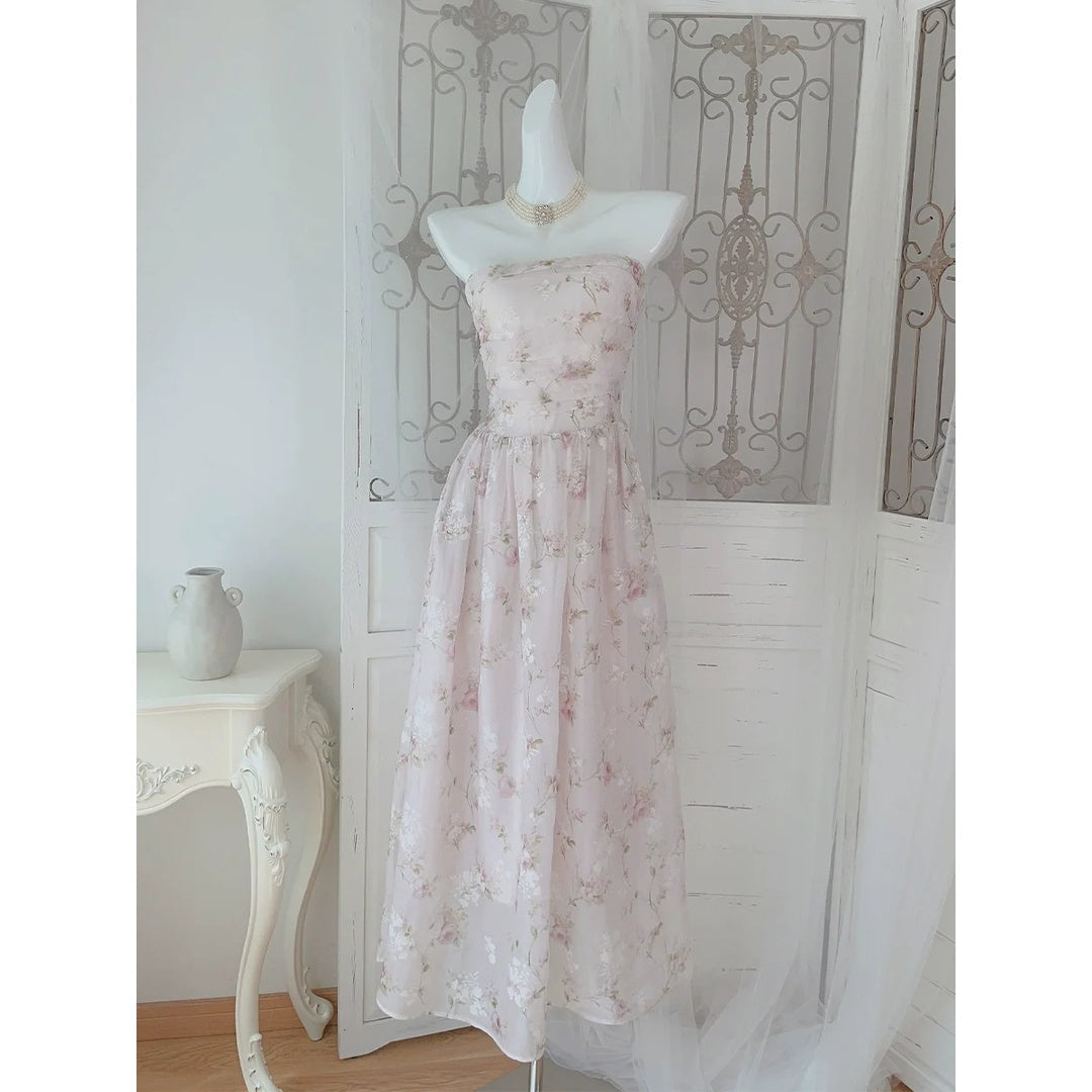 Floral Tale Strapless Floral Removable Strap Gown Dress