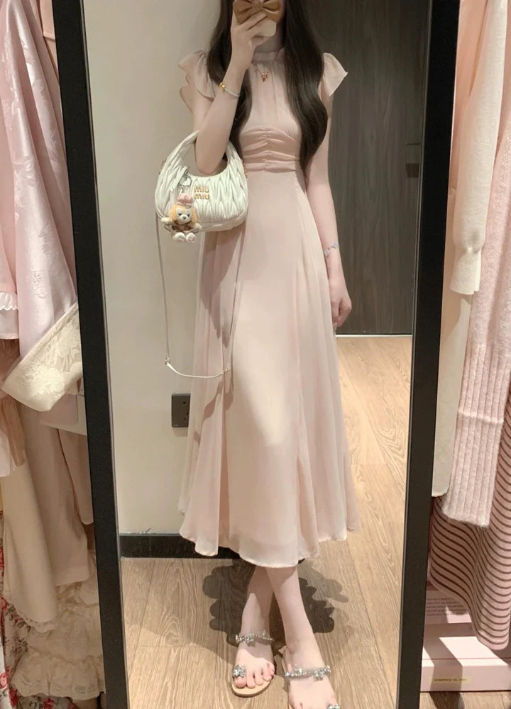 Petite-Friendly Japanese-Style Ruffled Smocked Maxidress