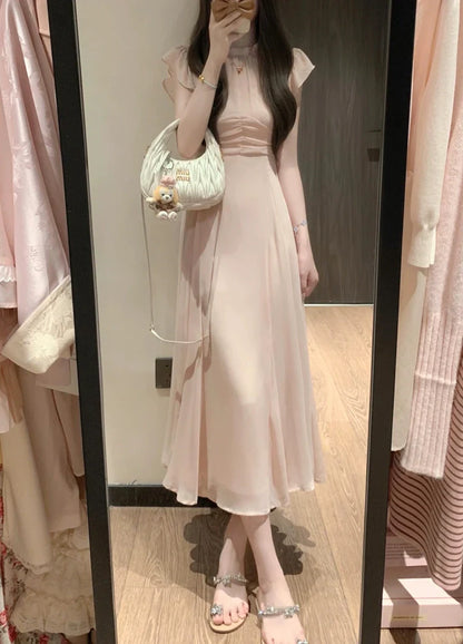 Petite-Friendly Japanese-Style Ruffled Smocked Maxidress