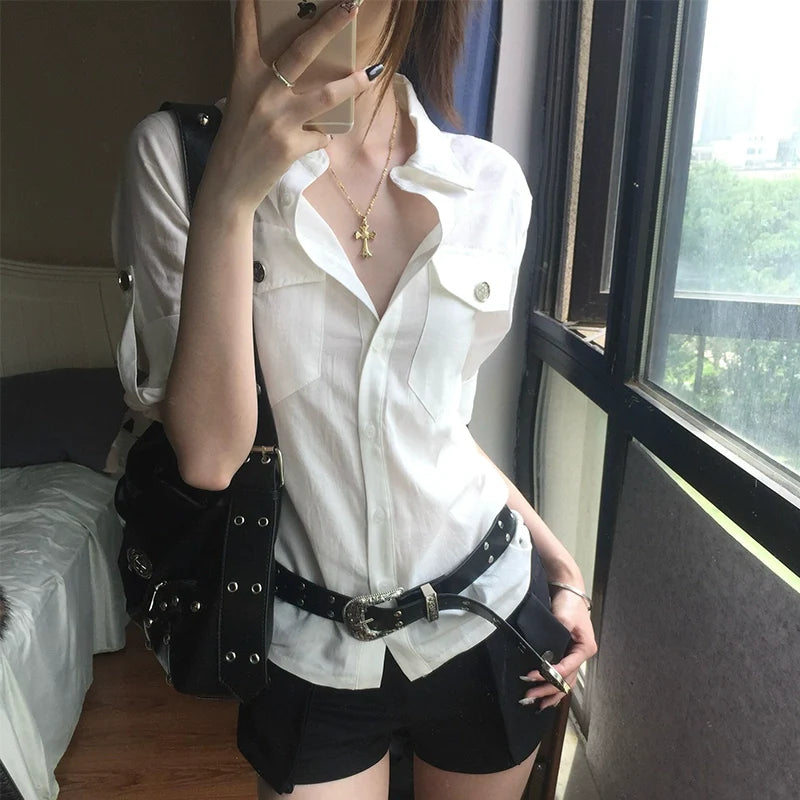 Cleanfit White Short Sleeve Shirt Work & Casual Summer Top