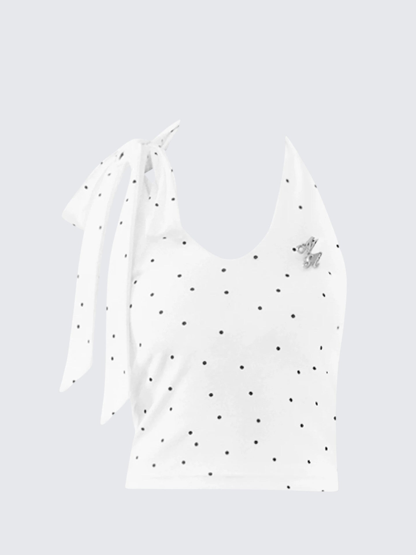 White Polka Dot Halter Crop Top