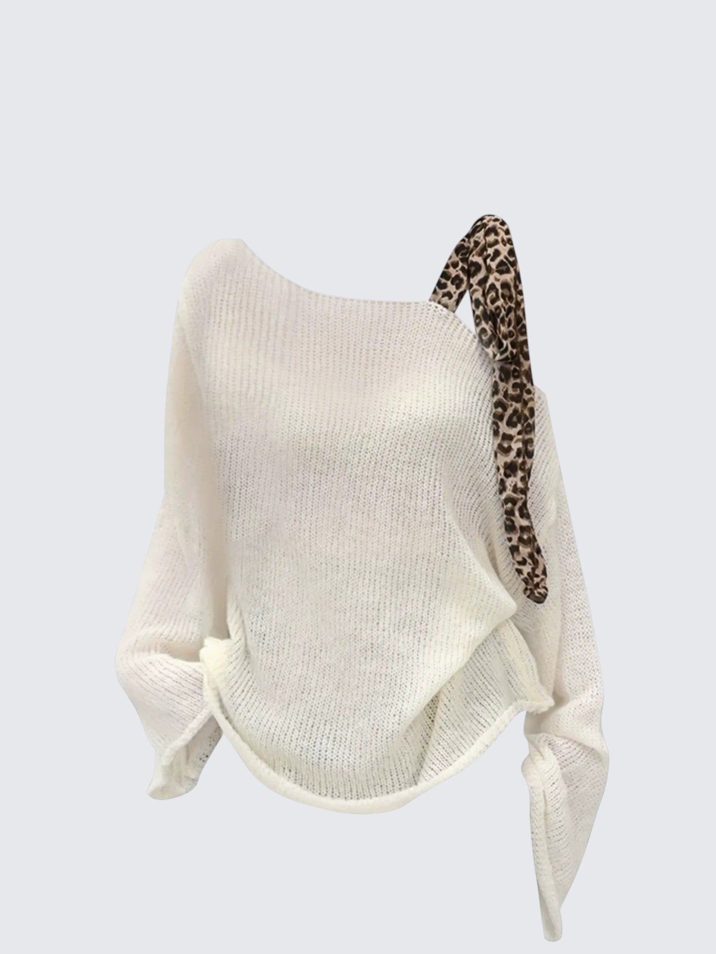 Leopard Ribbon Shoulder Sweater