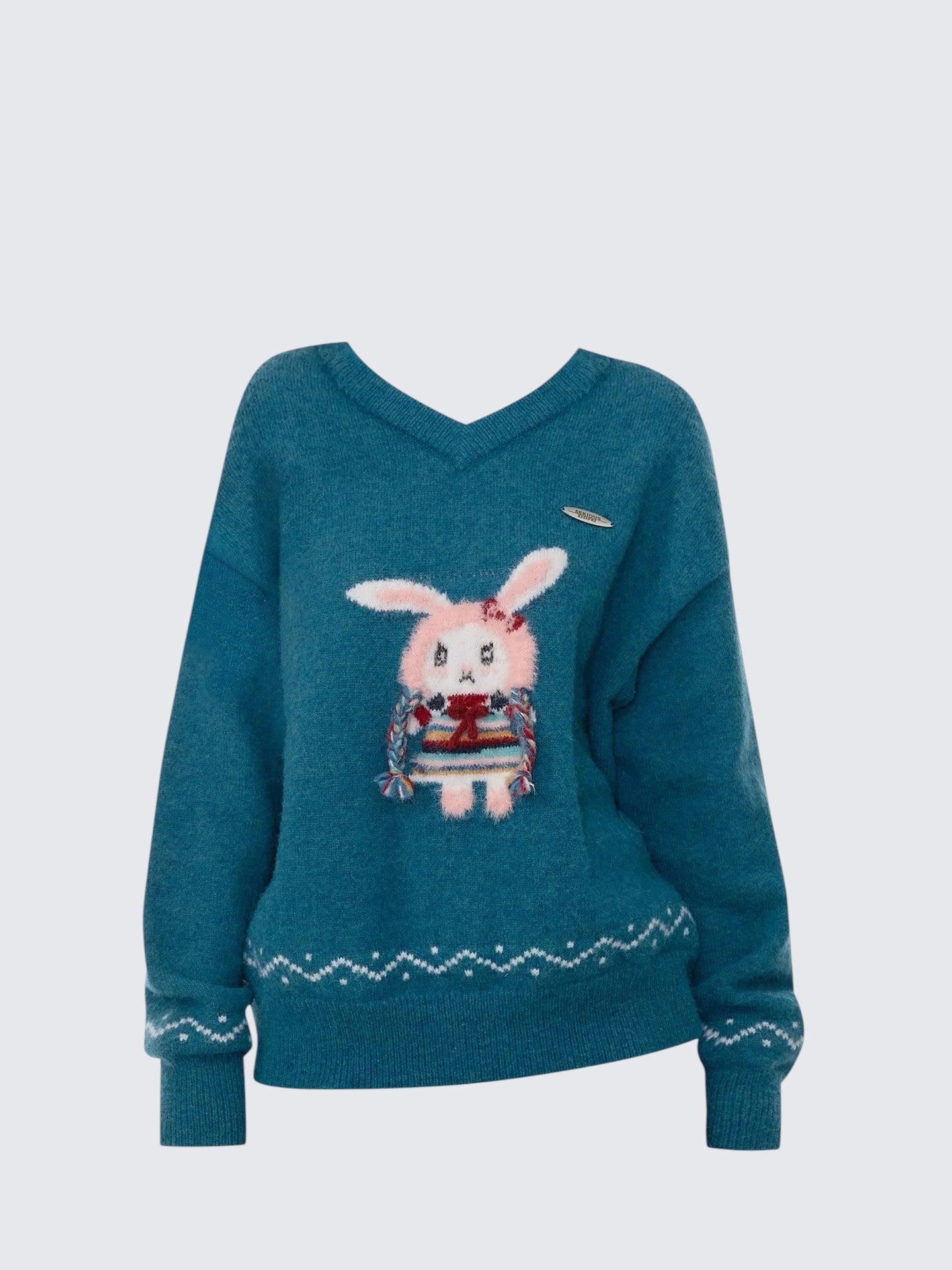 Vintage V-Neck Rabbit Knit