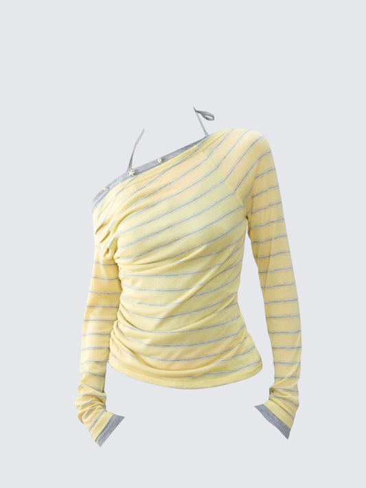 Off Shoulder Striped Knit Tee Women