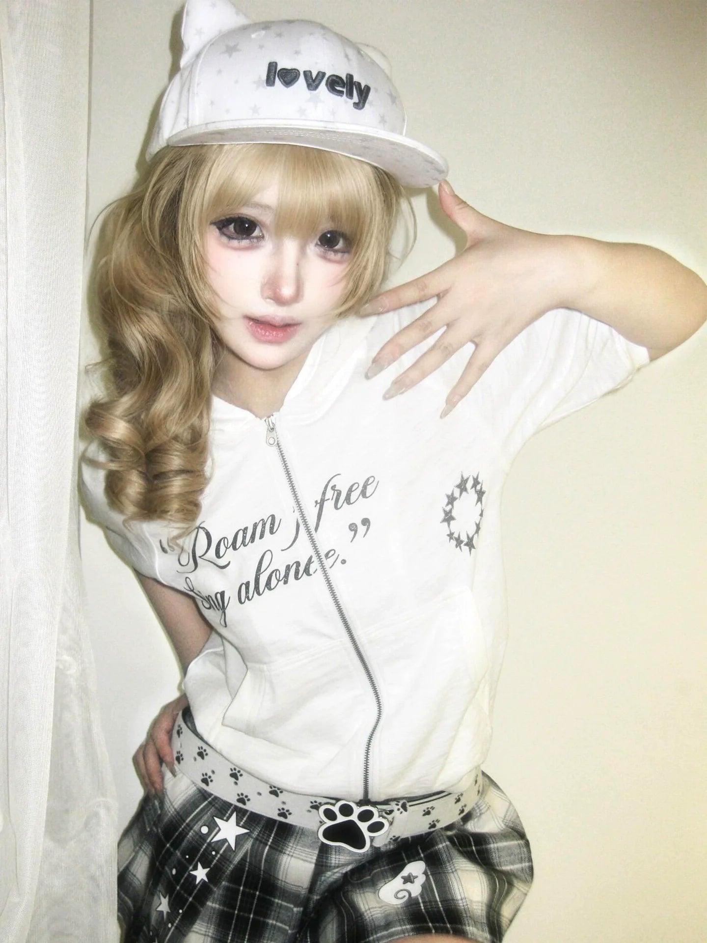 Y2K Light Subculture Hooded Short Sleeve Cardigan Vintage Print Layered Top